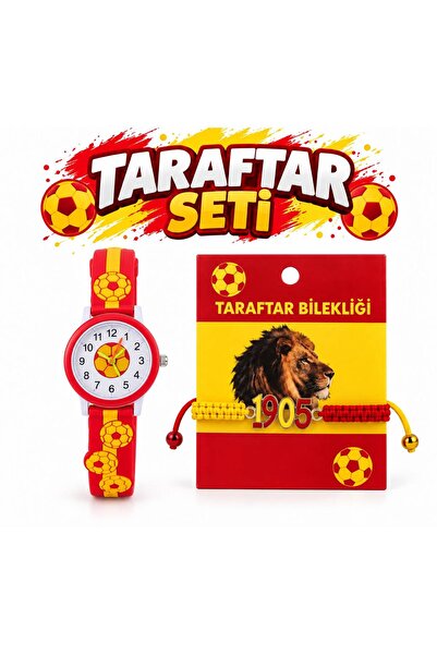 Ct Çocuk Taraftar Saat Kırmızı Sarı Futbol Temalı Analog Kol Saati – Çocuk Ko...