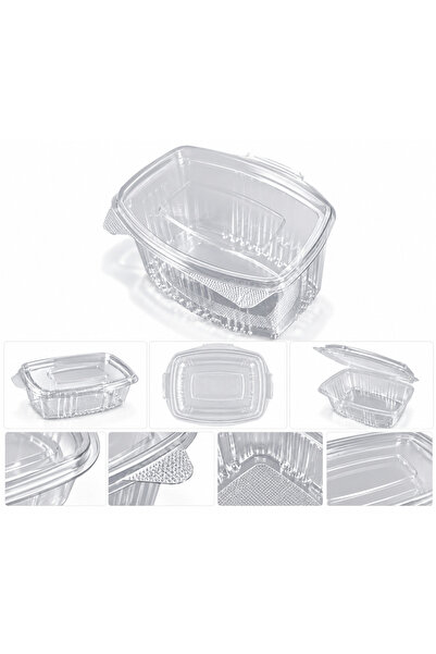 1000 cc Oval Şeffaf Sızdırmaz Kap / Avrupa Standardı - 100 Adet