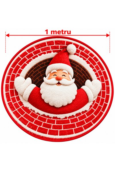 Generic Brand 🎄 Covor decorativ de Crăciun – Moș Crăciun, Ø 1 metru