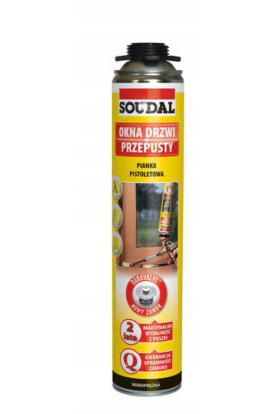 Soudal Pistol pentru spumă poliuretanică cu expansiune redusă 750ml galben 12...