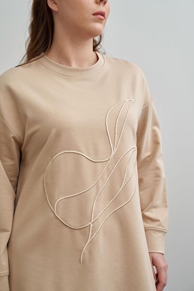 ALLDAY Yumuşak Dokulu Büyük Beden Nakışlı Sweatshirt