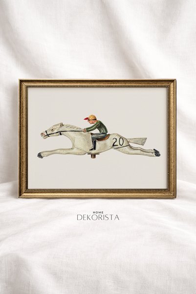 HOME DEKORİSTA Tablou vintage cu cadru cu tematică ecvestră, fără sticlă – Im...