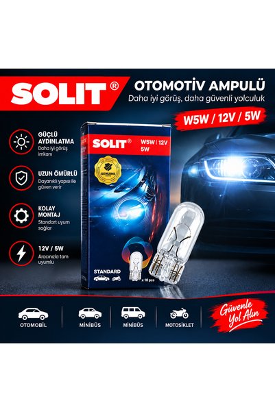 taşıt parçaları Fiat Linea Uyumlu T10 Dipsiz Park Ampulü 12V 5W (2 adet)