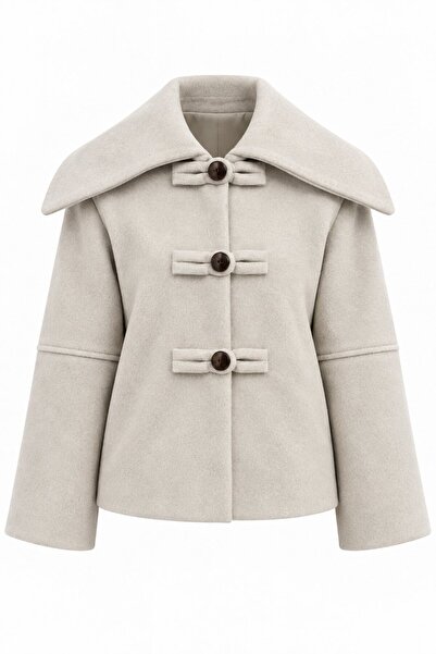 Laluvia Stone Buttoned Short Cashmere Jacket - 2Y7675