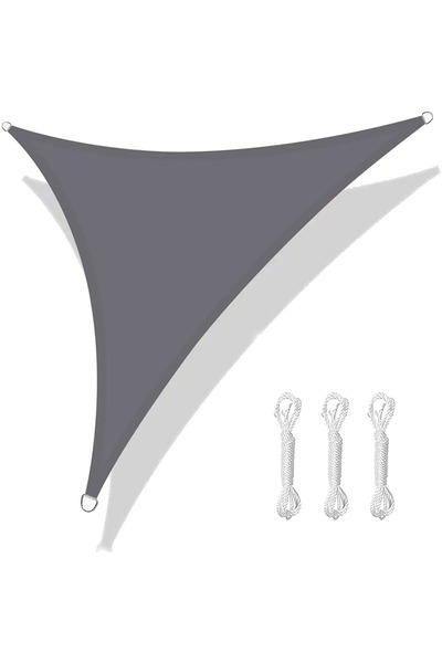 Choice مظلة شمسية مثلثة الشكل رمادية فاتحة مقاس 250×250×250 سم، مظلة شمسية مق...
