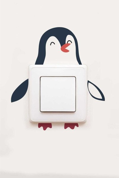 Hediyeni Al Decorative Talking Penguin Wall Socket Sticker 14X13 cm