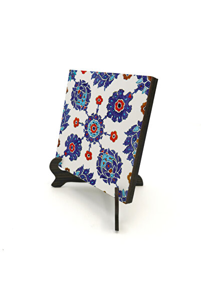 Sadrazam Rüstem Paşa Camii Iznik Tile Pattern Printed Wooden Tabletop 10X10 1...