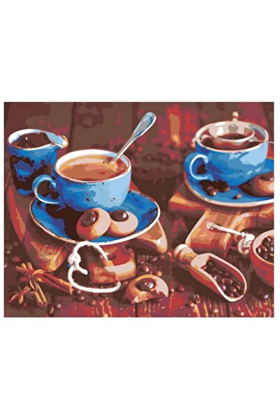ZUTY Pictura pe numere cesti cafea, albastru/maro, 80X100 cm