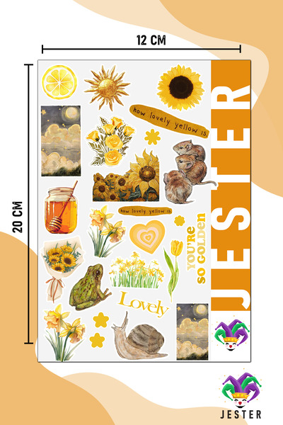 Jester Vintage Orange 4 Sheets Sticker, Decal, Diary, Agenda, Planner, Bullet, Journal, Scrapbook