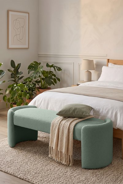 Eymense Nola Modern Sandıksız Bench Puf Su Yeşili