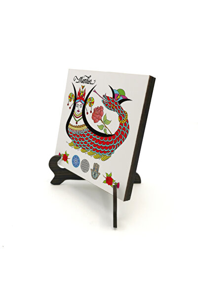 Sadrazam Mardin Şahmeran and Motifs Printed Wooden Tabletop 10X10 1G-Ş3M