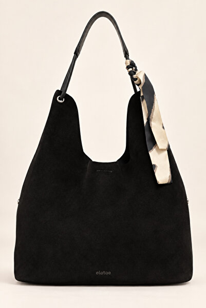 ELATAE Women's Shoulder Bag Genuine Suede Leather Large Size Shopper Large Vo...