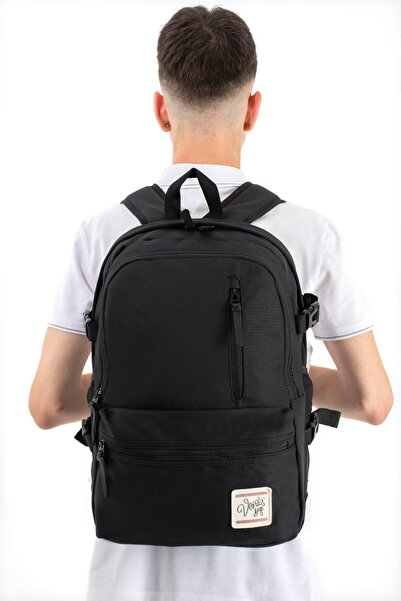 ventis qualty Unisex, Εξαιρετικά ελαφρύ, με πολλές τσέπες, Μαύρο σακίδιο πλάτ...
