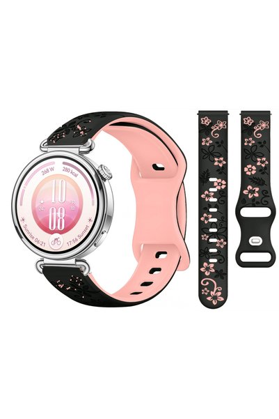 Sneezy Huawei Watch GT7 41mm Uyumlu FloraFlex Çiçek Desenli Yumuşak Soft Sili...