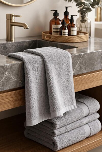 Çeyiz Diyarı Havlum Velvet Hand and Face Towel 50X90 cm Gray