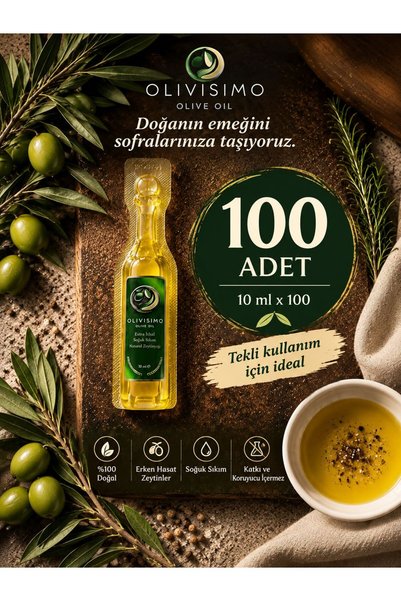 Olivisimo Erken Hasat Soğuk Sıkım Natürel Sızma Zeytinyağı Deneme Boyu 10 Ml x 100 adet