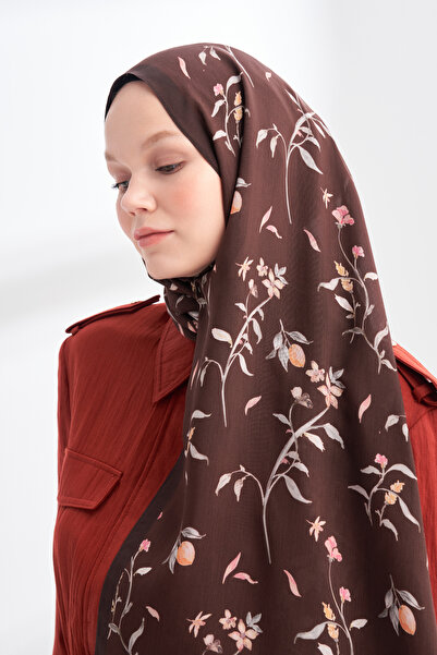 Generic Brand Floral Archive Mirelle Pattern Shawl - Red Brown