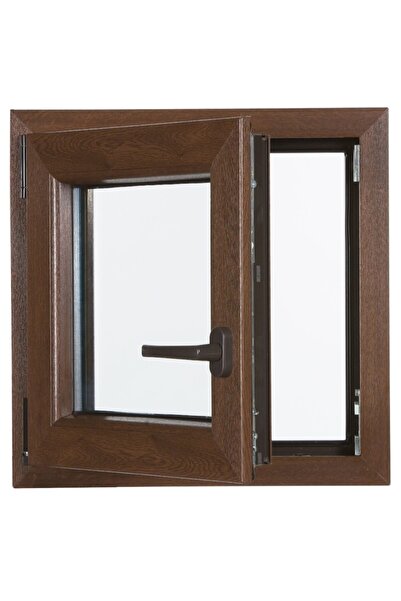 OEM Fereastră PVC, 48 x 48 cm, Nuc, Deschidere dublă, oscilobatantă, stânga