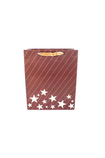 OEM Pungi Pentru Cadou Maro Cu Dungi Punctate Si Stele 12/Set 26x32x10 cm Ciclam