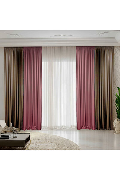 ArasyaHome Draperie de Catifea Duo / Rose-Bej