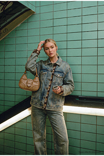 it's basic Kadın 4w6-11 Relaxed Fit Oversize Tasarım Denim Ceket