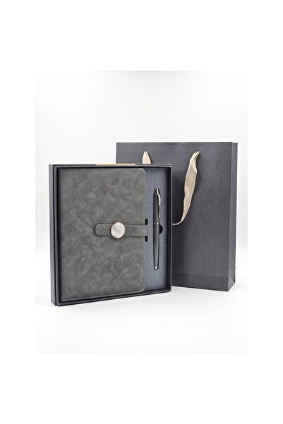 ELdepo Set Agendă Premium A5, Pix Inclus, Cutie și Husă, Set Cadou, Gri Antra...