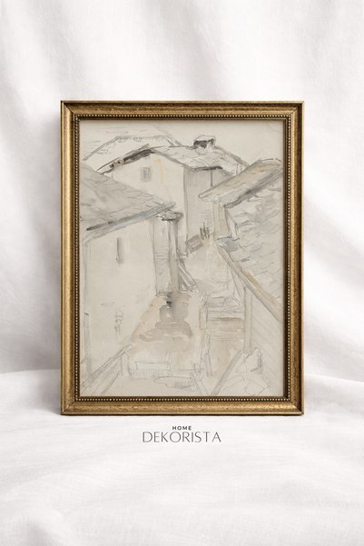 HOME DEKORİSTA Pictură peisagistică fără sticlă cu ramă vintage, pictură peis...
