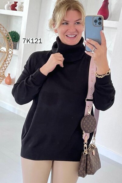 İnce Topuk Degaje Collar Knitwear Blouse 7K121