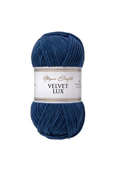 Utopia Crafts Velvet Lux 100gr Kadife Örgü İpi 110m - Egemen Gece Mavisi