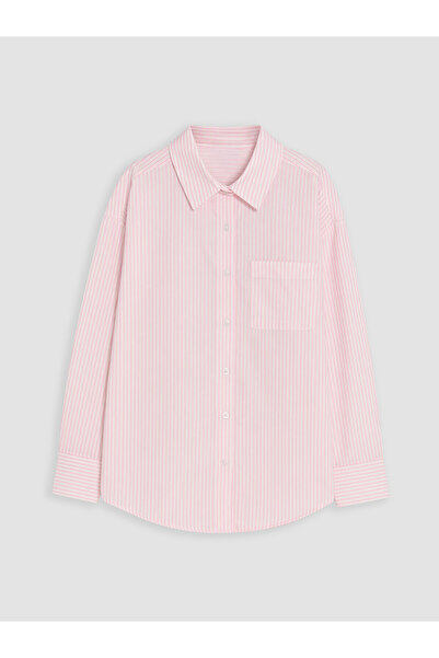 LC Waikiki Two Mt Shop Quality Lcw Kids Pink Striped Loose & Baggy Girls' Shirt