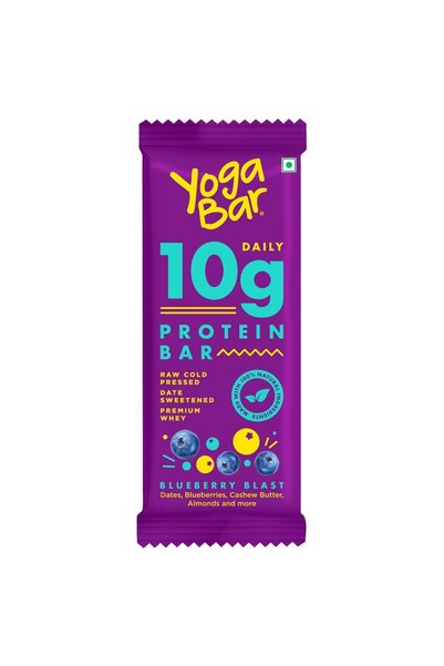 YOGA BAR Yogabar Protein Bar 50g – Blueberry Blast Flavour, High Protein Snack, Convenient On-the-Go Energy Bar