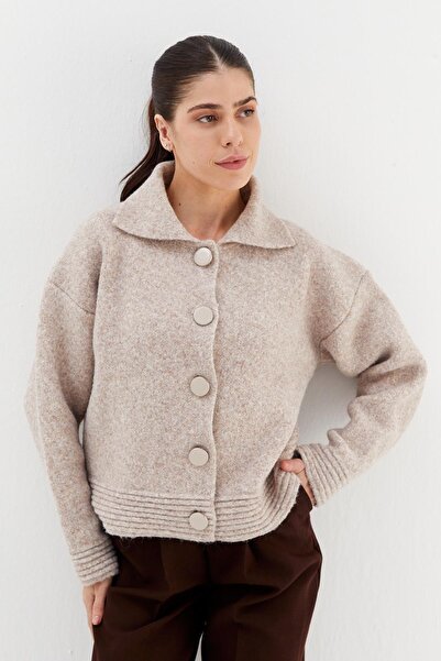 Shopping Shop Soft Textured Knitwear Cardigan Beige