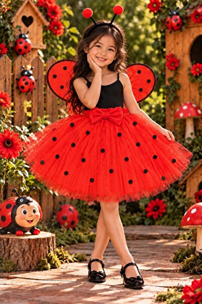MADYA Halloween Pompom and Bow Detailed Girls' Fluffy Tutu Skirt