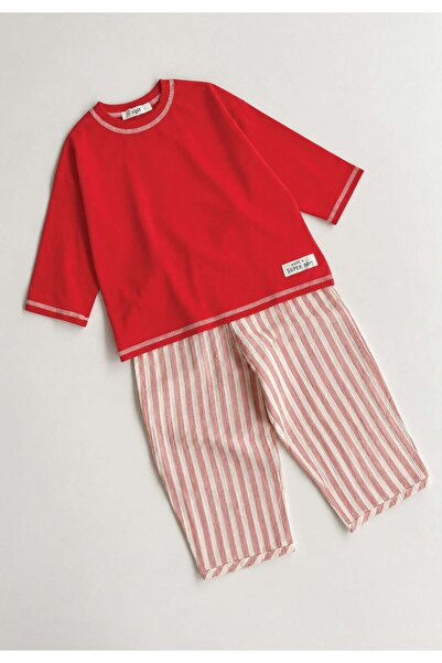 Cigit Oversize Pantolon Takım 2-10 Yaş Kırmızı