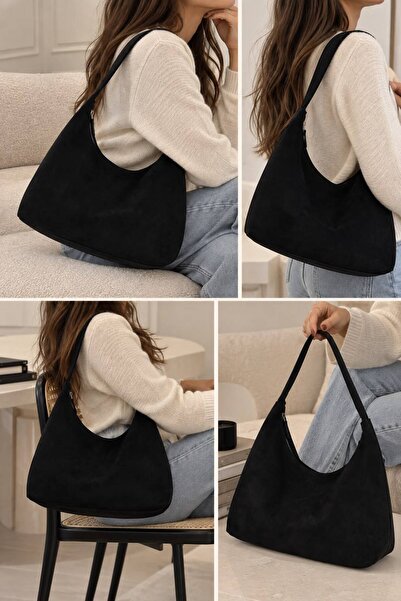 MENUSE ÇANTA Ema Model Hand and Women's Shoulder Bag Suede Bitter Brown
