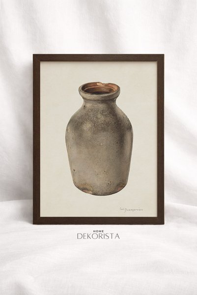 HOME DEKORİSTA Tablou vintage cu vază de bucătărie, fără sticlă, înrămat – Im...