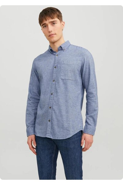 Jack & Jones JACK&JONES 12235974 JJECLASSIC MELANGE UZUN KOL ERKEK GOMLEK