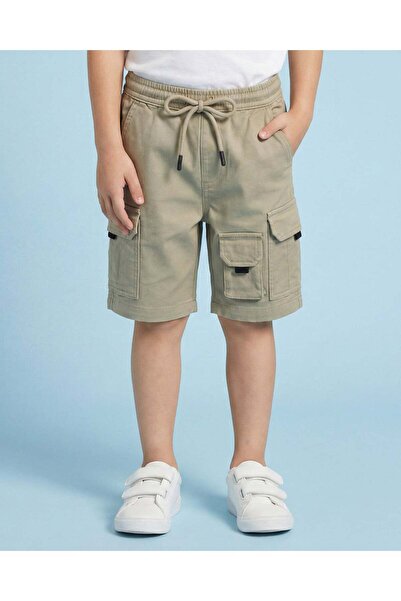 REDTAG Boys Green Knitted Cargo Shorts