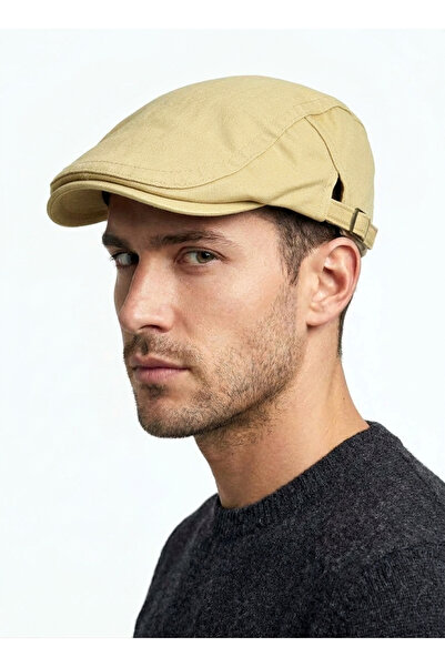 STELLA VESTİNO Premium Denim British Style Flat Cap - Adjustable Side Buckle ...