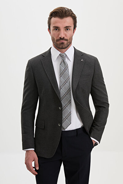 Mcr Straight Slim Fit Wool Blend Men's Jacket Anthracite - 41509.26K
