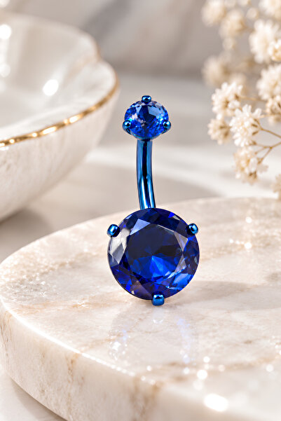 Safir Mavi Taşlı Kavisli Piercing
