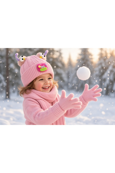 Batu Children's Scarf, Beanie, and Glove Set with Animal Figures