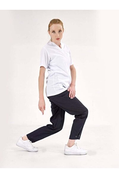 ÇİZGİ MEDİKAL Navy Blue Retro Women's Doctor Nurse Trousers (Single Bottom) L...