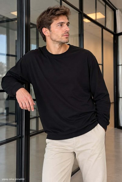 ModaPlaza Men's Crew Neck Single Jersey Regular Cut Sweat 5957