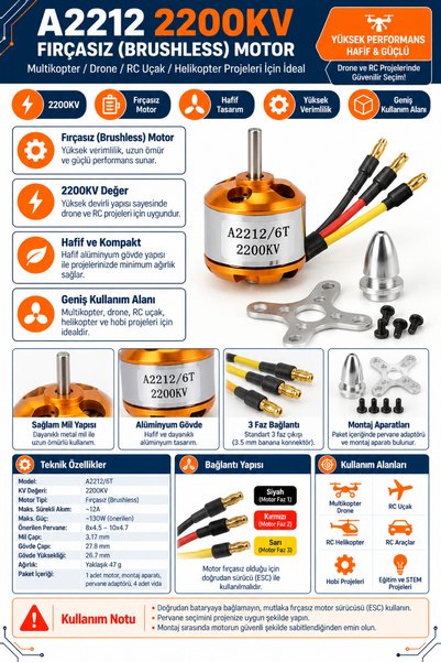 Genel Markalar A2212 2200KV Fırçasız Motor