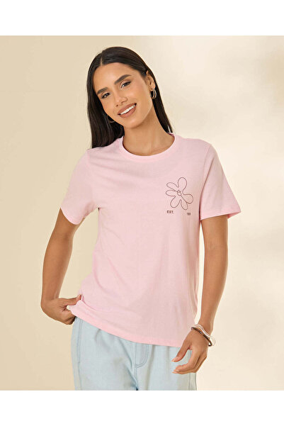 REDTAG Women Pink Printed T-Shirt