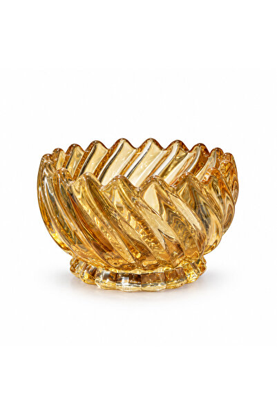 AKDC Swirl Glass Bowl Amber Gold - 8cm