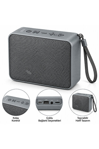 FABRON Bluetooth Hoparlör Kablosuz Taşınabilir Speaker Ses Bombası USB SD Kar...