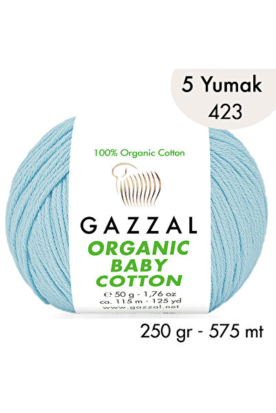 Gazzal Bumbac organic pentru bebeluși 423 – 5 ghemuri a câte 250 g