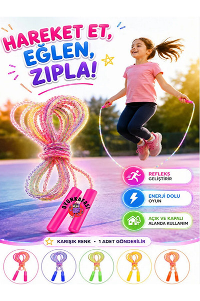 VOSİBU 1 Adet Neon Atlama İpi Karışık Renk Çocuk Oyun ve Spor İpi Dayanıklı Esnek Atlama İpi